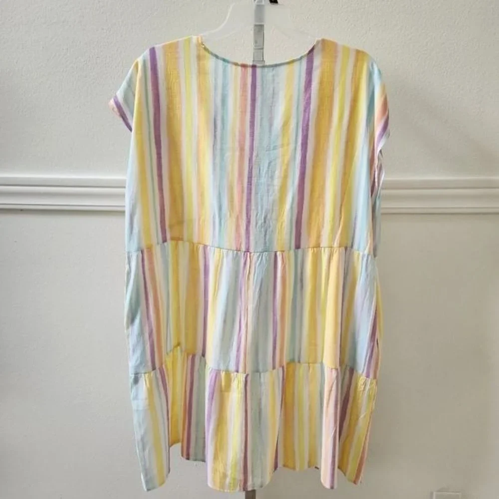 Time and Tru Women's Woven Print Dress with Flounce Hem V-Neck Size XXL - Picture 15 of 15